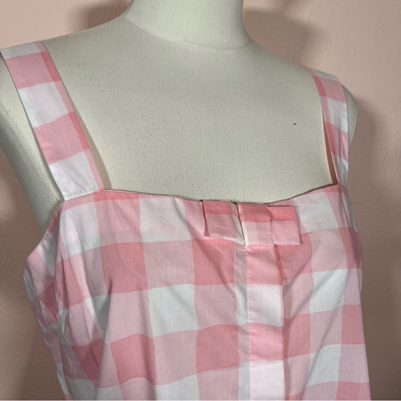 Kate Spade Dream a Little Dream Pink White Gingham Check Camisole Bow top NEW - Picture 4 of 17